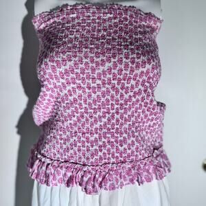 Billabong Pink Floral Smocked Strapless Top – Size S